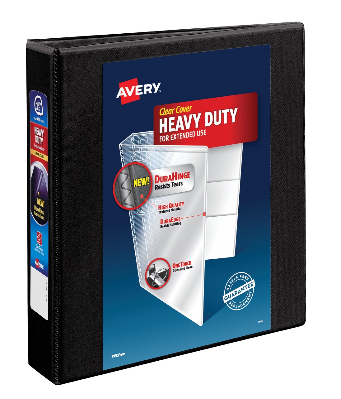 Avery Heavy-Duty View 3 Ring Binder, 1.5" One Touch EZD Ring, Holds 8.5" x 11" Paper, Black (79695)